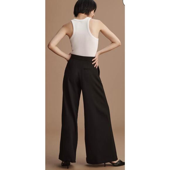 Maeve Anthropologie High-Waisted Wide-Leg Trousers Black Pant Sz 2 NWOT - Picture 6 of 15